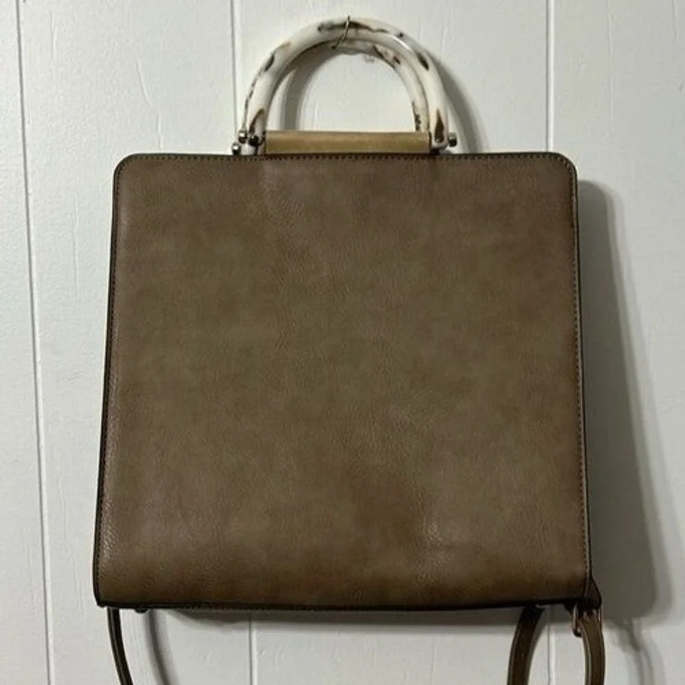 CATO EST 1946 Patchwork‎ Leopard Print Satchel Handbag Hard Handle EUC